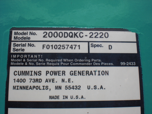 2000 KW Cummins #2000DQKC-2200 QSK60 engine, 277/480 Volts, 2001 - Image 4