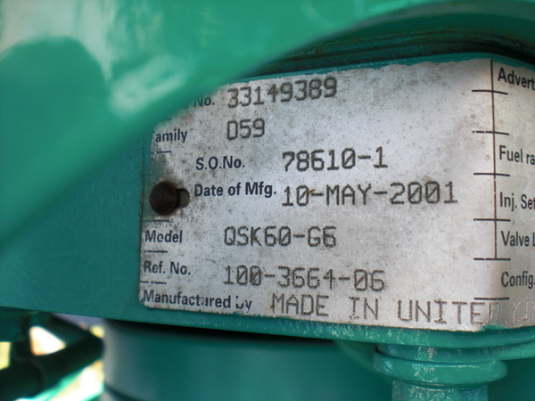 2000 KW Cummins #2000DQKC-2200 QSK60 engine, 277/480 Volts, 2001 - Image 6