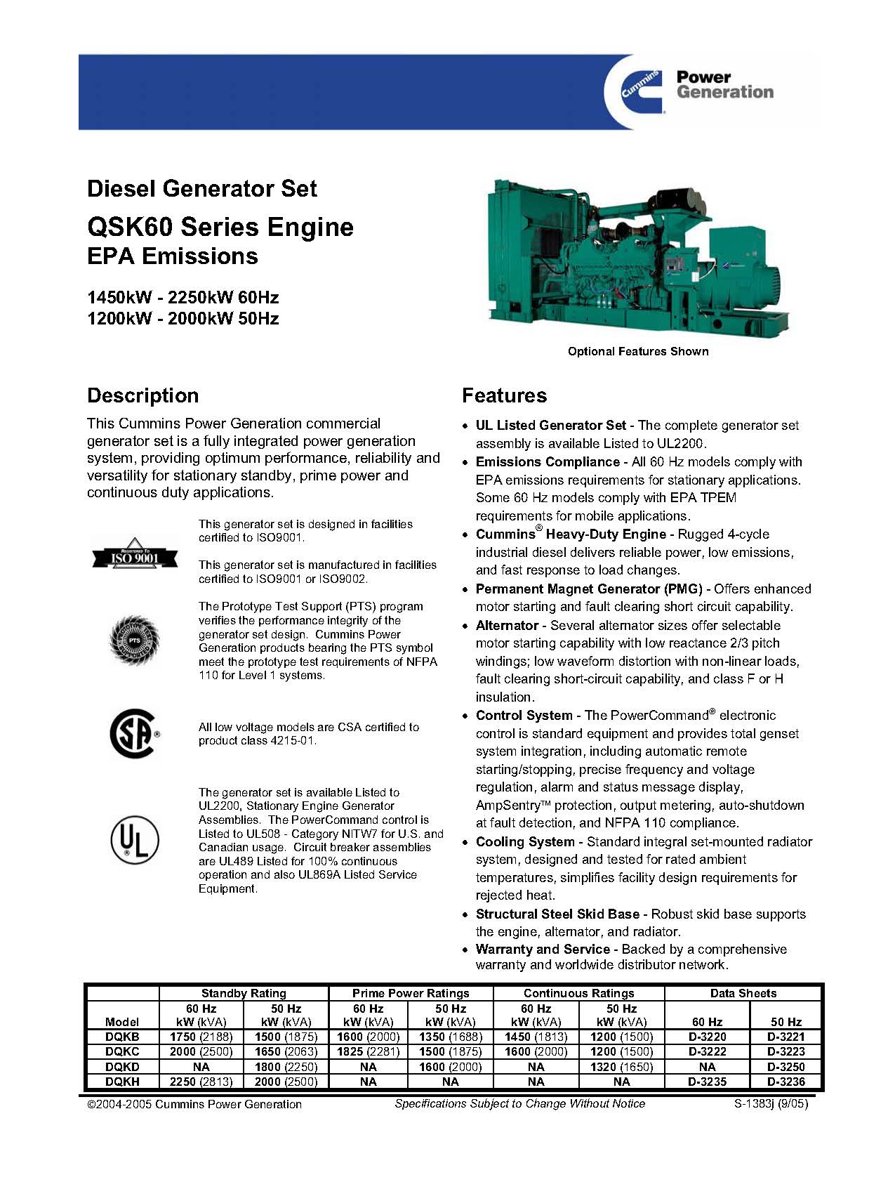 2000 KW Cummins #2000DQKC-2200 QSK60 engine, 277/480 Volts, 2001 - Image 9