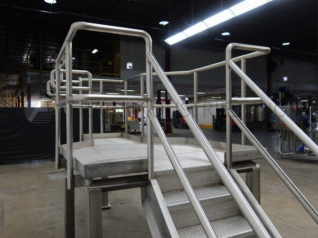 68" x 112" Standing Platform Mezzanine, 47" Tall, (5) Step Staircase, 42" Guard Rails - Image 2