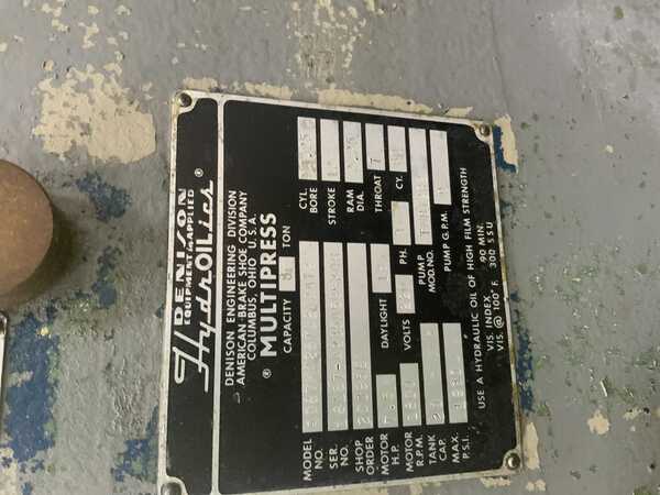 8 Ton, Denison #S08711C257D242A72, C-Frame Press, 12" Stroke, 7" Throat, 18" Shut Height, 22" x 14" Bed, 7.5 - Image 7