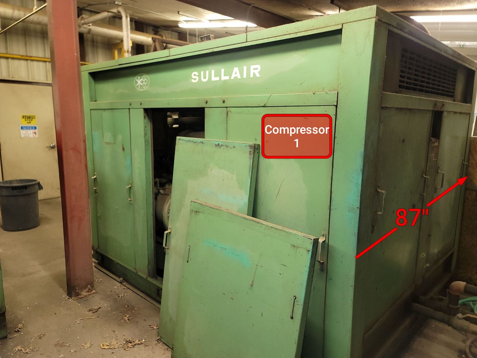 100 psi, Sullair #25S-200L 100, Air Compressor, 200 HP, 1987 - Image 2
