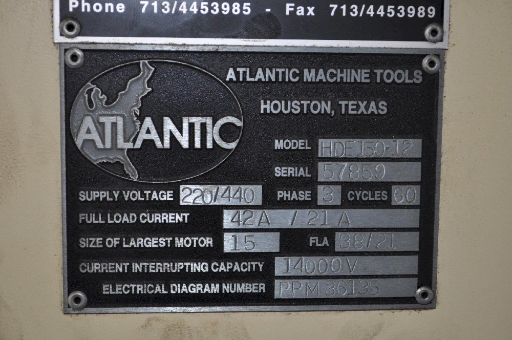 150 Ton, Atlantic #HDE150-12, hydraulic press brake, 12' overall, 10' 2" between housing, 4.72" stroke - Image 2