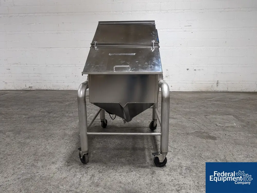 Stainless Steel Portbale Powder Bin, Feed Bin, Bi-Fold Loading Door, Piping, Wheels - Image 1