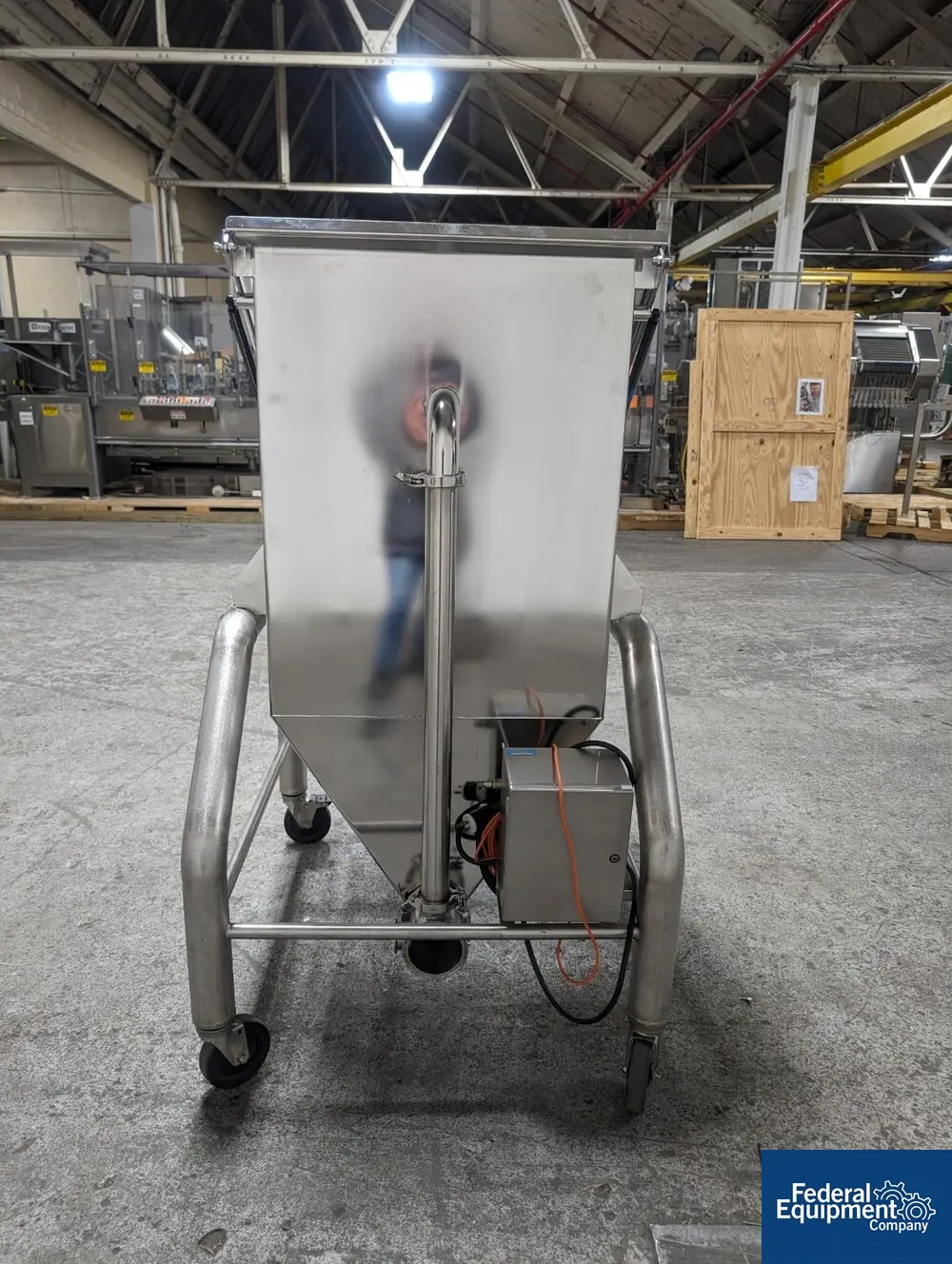 Stainless Steel Portbale Powder Bin, Feed Bin, Bi-Fold Loading Door, Piping, Wheels - Image 3