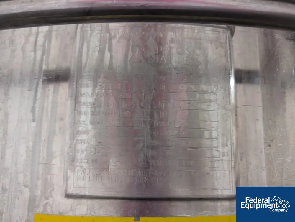 79 gallon Precision Reactor, 316L Stainless Steel, 45/100 psi, 30" diameter x 20" straight side, dish top and - Image 2