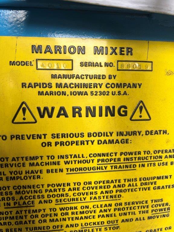30 cu.ft. Marion #4010, Carbon Steel paddle mixer, 38" diameter x 48" long chamber - Image 7