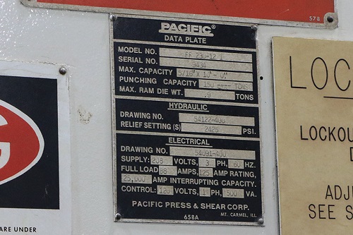230 Ton, Pacific #FF230-12-I, hydraulic press brake, 12' overall, 126" between housing, 8" stroke, 8" throat - Image 6