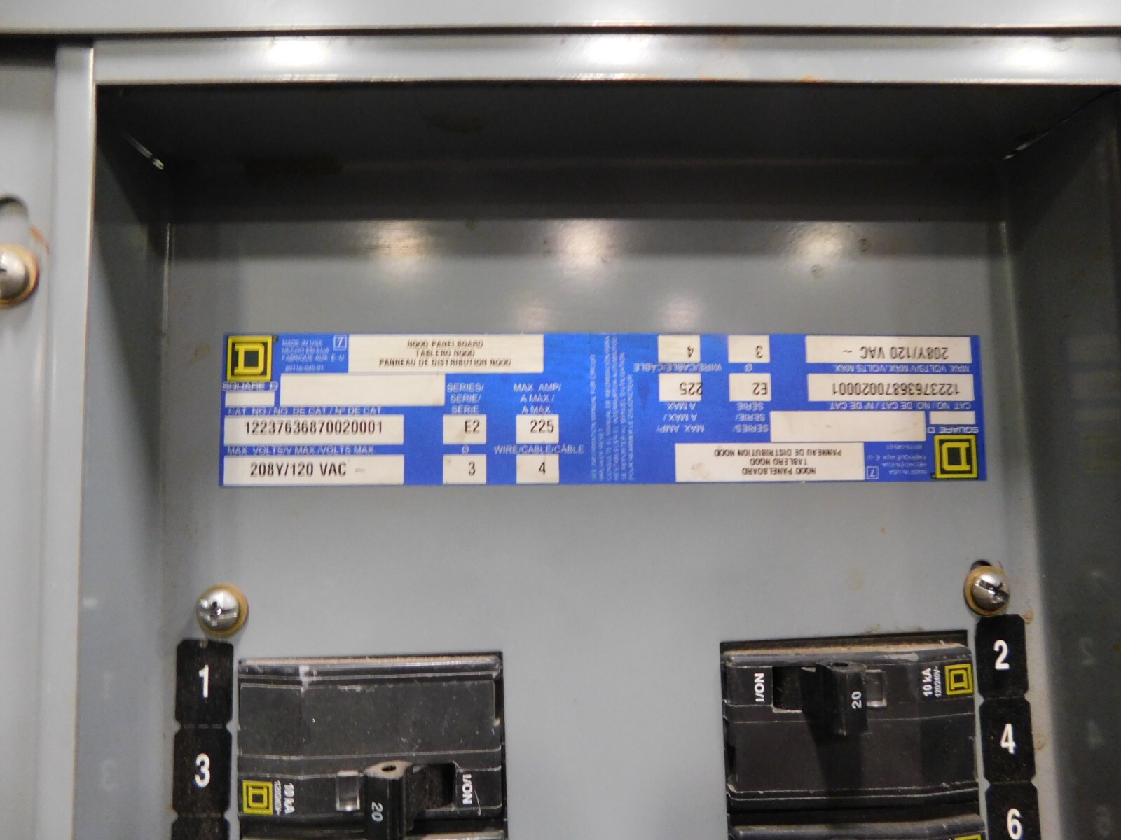 225 Amp. Square D, NQOD panelboard, 4-wire, 120/208Y V.AC, 3 phase - Image 7