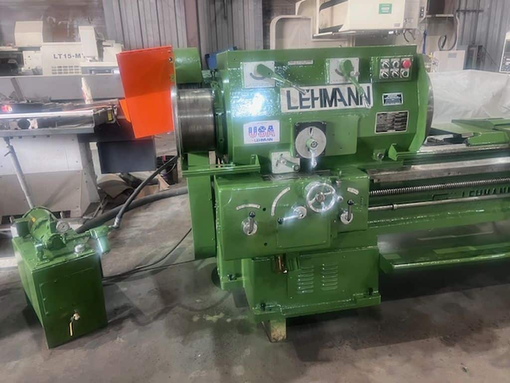 27.5" x 120" Lehmann #2516, hollow spindle lathe, dual 4-jaw chucks, taper attachment, coolant pump - Image 1