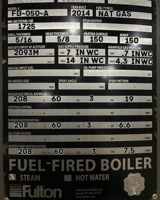 50 HP Fulton #FB-050-A, 150 PSI steam boiler, 2014 - Image 3