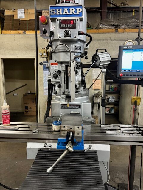 Sharp #TMV-DVS/MP-2, 10" x54" tbl., 3 HP, 31" X, 15.5" Y, 5" Z, 4500 RPM, R-8, 2-Axis, Acu-Rite Millpwr G2 - Image 1
