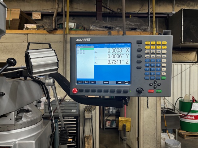 Sharp #TMV-DVS/MP-2, 10" x54" tbl., 3 HP, 31" X, 15.5" Y, 5" Z, 4500 RPM, R-8, 2-Axis, Acu-Rite Millpwr G2 - Image 3