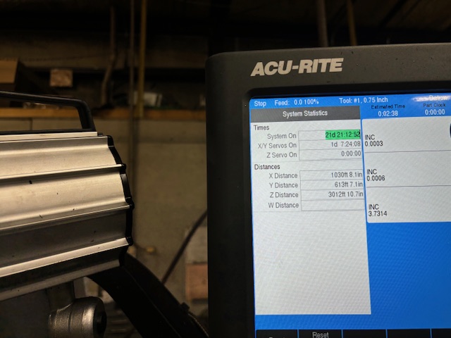 Sharp #TMV-DVS/MP-2, 10" x54" tbl., 3 HP, 31" X, 15.5" Y, 5" Z, 4500 RPM, R-8, 2-Axis, Acu-Rite Millpwr G2 - Image 4