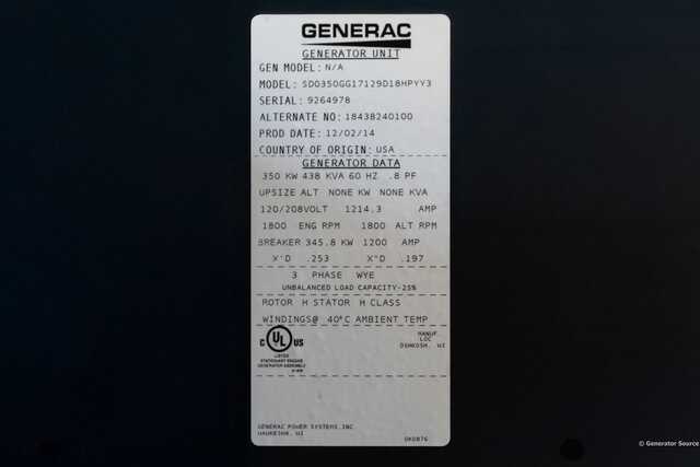 350 kW Generac #SD350 Diesel Generator, 120/208 Volts, 289 Hours, 1400 Gallon Tank, 2014 - Image 6