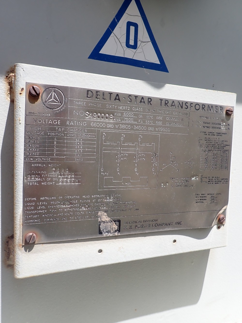 6000/7500 KVA 66000GRDY/38105 Primary, 34500GRDY/19920 Secondary, Delta Star - Image 1