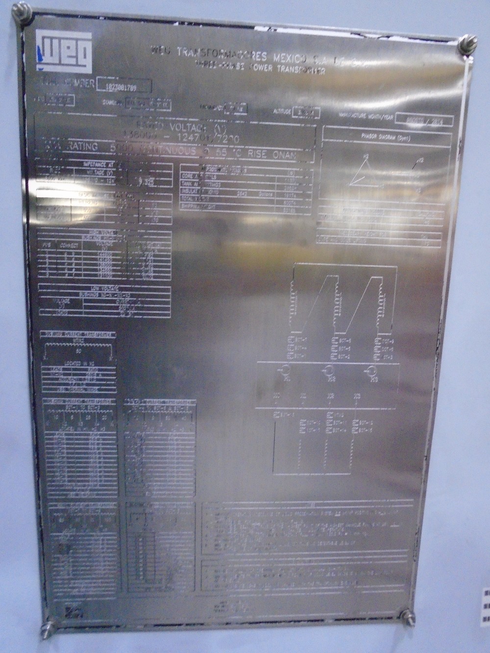 5000 KVA 138000 Delta Primary, 12470Y/7200 Secondary, WEG - Image 1