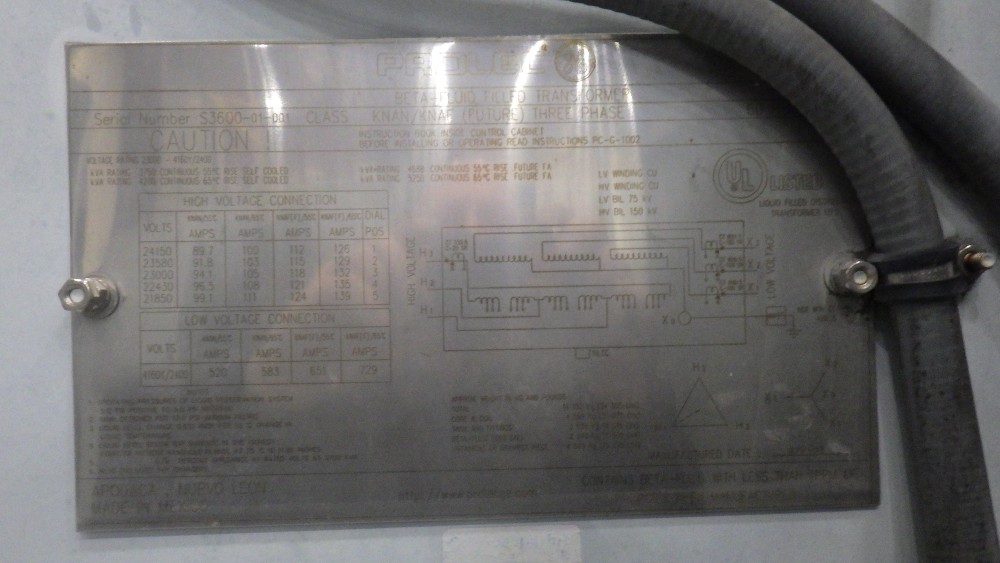 3750/4700 KVA 23000 Delta Primary, 4160Y/2400 Secondary, General Electric Prolec - Image 1