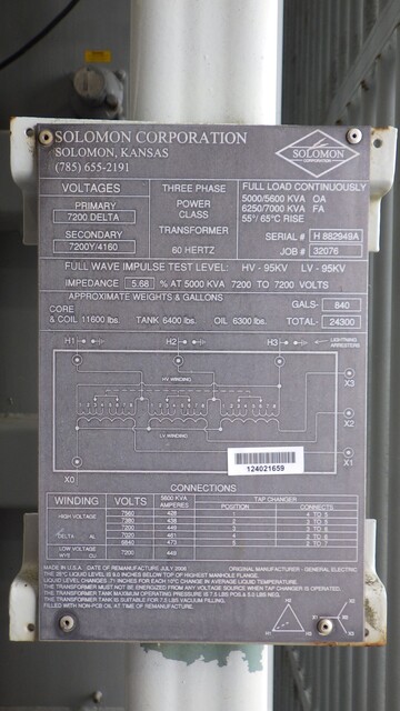 5000/7000 KVA 7200 Delta Primary, 7200Y/4160 Secondary, Solomon - Image 1