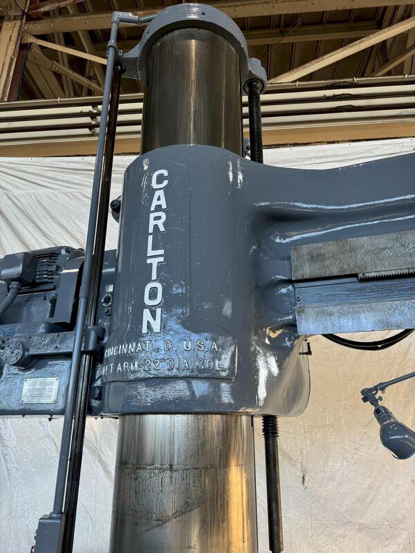 10' -22" Carlton #5A, radial arm drill, 8-800 RPM, 130" x 58" base, 24" spindle travel, 4" diameter spindle - Image 5