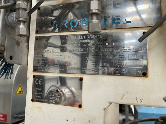 12.5" Rousselet Robatel #BXP-320, basket centrifuge, 17 liter bowl capacity, 3200 rpm, 2015 - Image 5