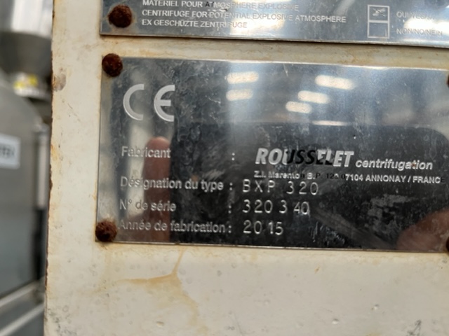 12.5" Rousselet Robatel #BXP-320, basket centrifuge, 17 liter bowl capacity, 3200 rpm, 2015 - Image 6