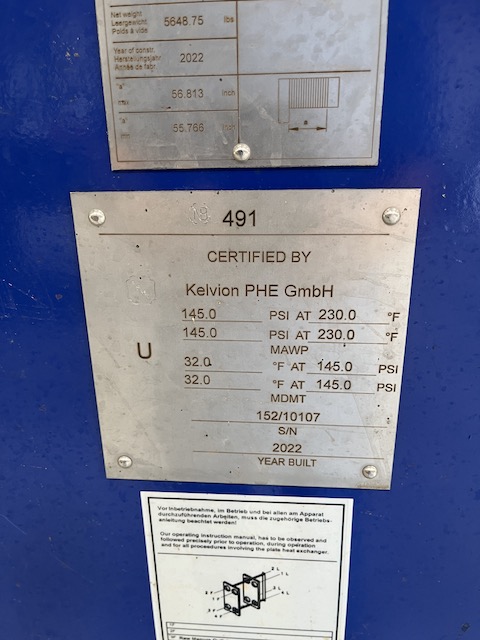 1099 sq.ft., Kelvion, NF150LBA15, Plate Heat Exchanger, 316L Stainless Steel, 145 psig @ 230&deg;F, 2021 - Image 2