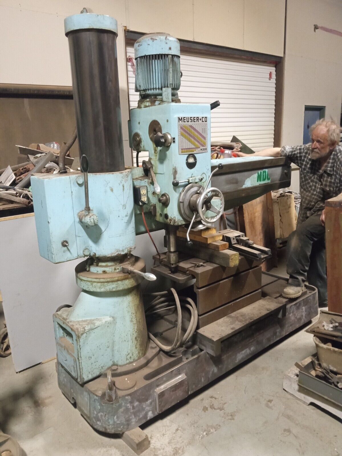 4' -9" Meuser #M35R, Radial Drill, 48" max distance Spindle to Column, 9" Spindle Travel, 1.5"/2" Drilling - Image 1