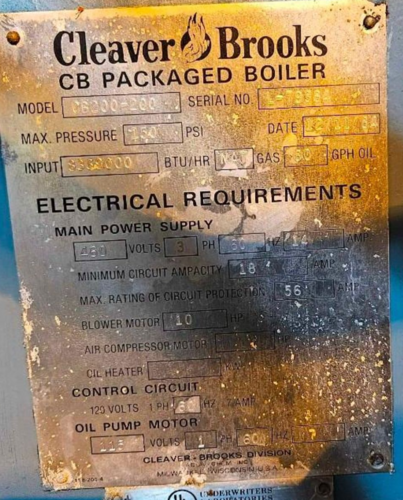 200 HP Cleaver-Brooks #CB-200-200, Steam Boiler, 150 psi, 460 Volts, 1984 - Image 4