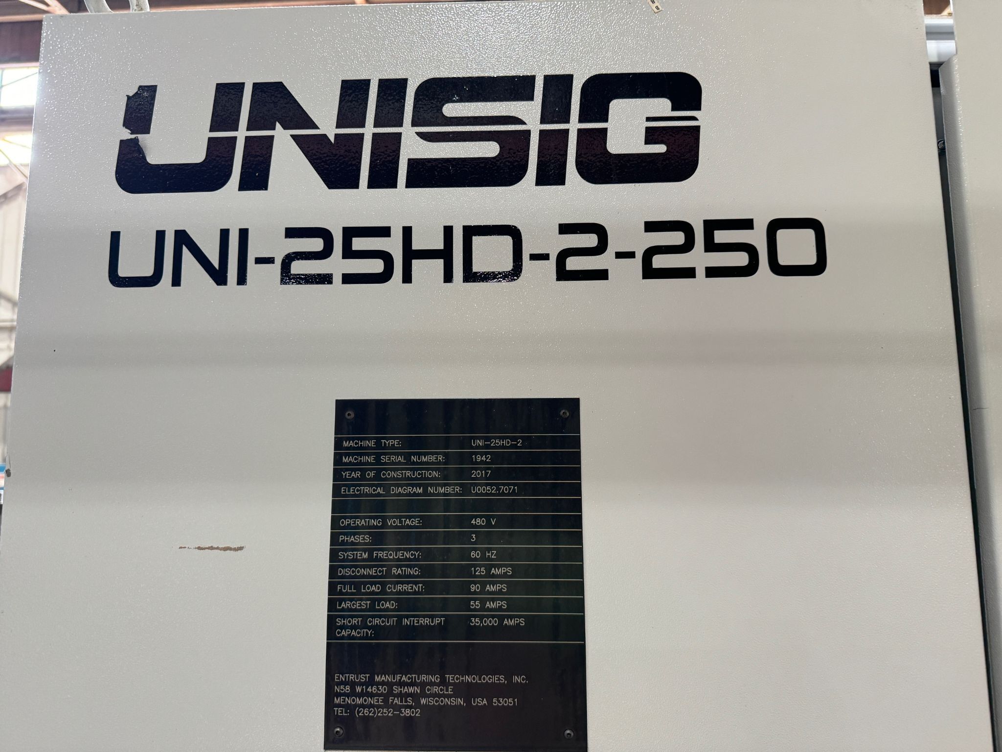 1" x 9.8" Unisig #UNI-25HD-2-250, gun drill, 15 KW, 3000 RPM, 2017 - Image 7