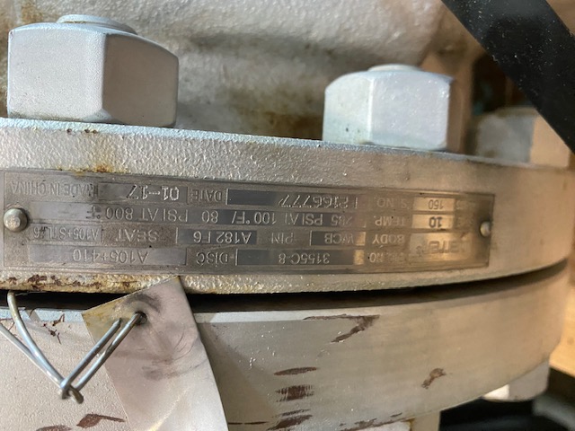 Warren #3155C-8 size 10, disc valve, 285 psi @ 100&deg;F, 80 psi @ 800&deg;F, class 150, 2017 - Image 2
