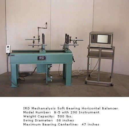 500 lb. IRD #B-5, 38" swing, 47" bearing centers, 290 instrument, belt drive, guaranteed - Image 1