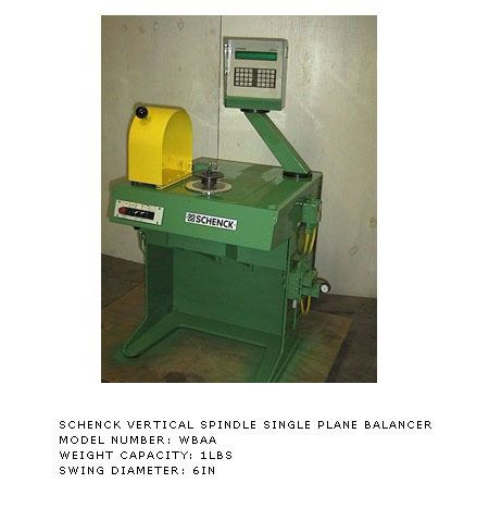 1 lb. Schenck #CBAA, 6" sw., CAB-641 instrument, vert.spindle, single plane, guaranteed - Image 1
