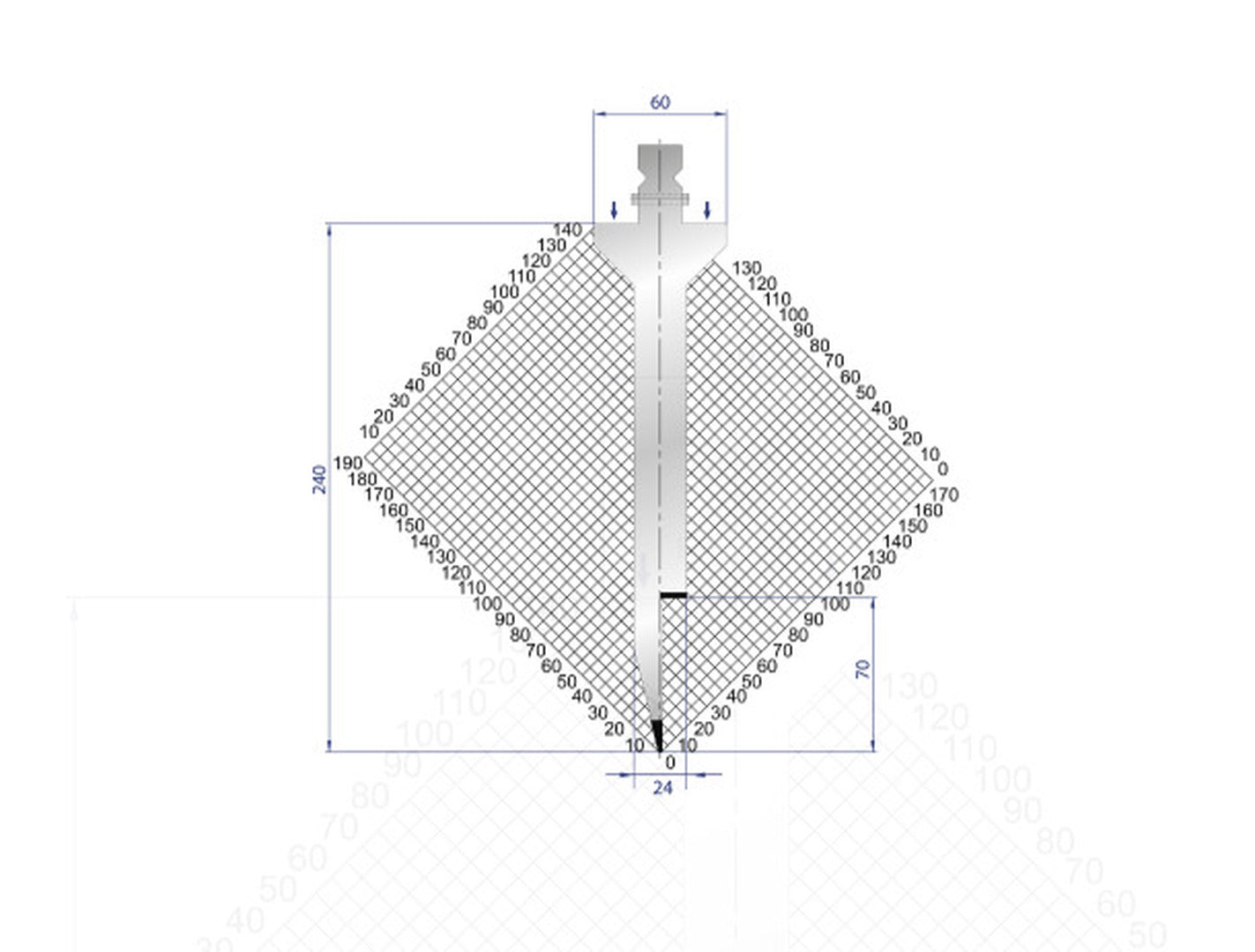 21.65" L, Eurostamp #1295, 550mm 28 degree Hemming die straight punch (segmented), new - Image 1