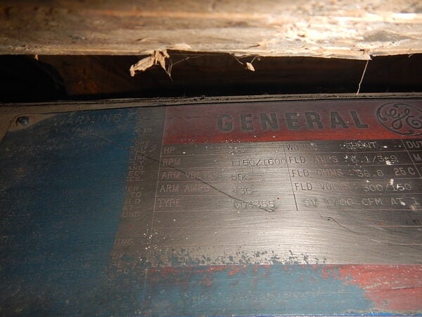 300 HP 1200 RPM General Electric, Frame 4355, DPFVBB, 550 VA, 300/150 VF - Image 3