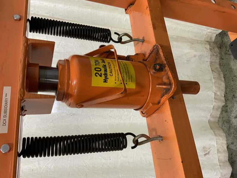 20 Ton, Custom H-frame press, 5" stroke, 8" x21" bed area, hand pump, like new - Image 2