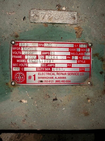 350 HP 1780 RPM Toshiba, Frame 505US, ODP, 2300 Volts - Image 1