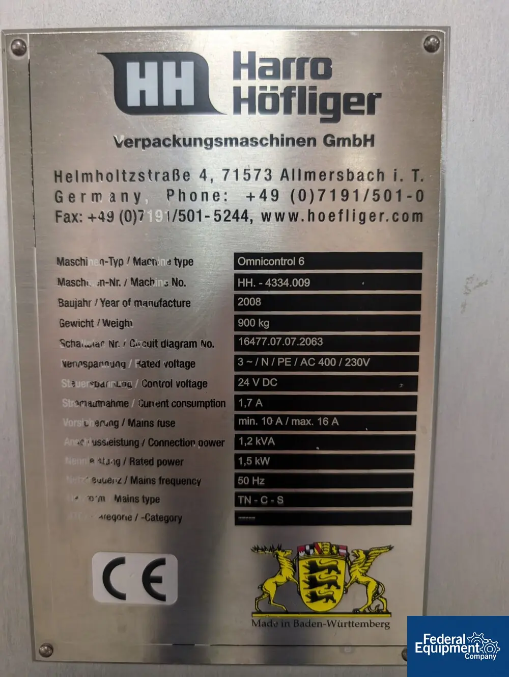Harro Hofliger #Omnicontrol-6, Checkweigher, serial# HH-4334.009, built 2008 - Image 2