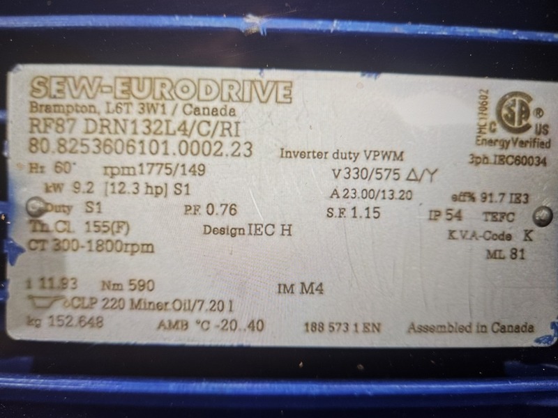 Sepro #CMX1500, pump & 20 HP motor & gear reducer, new surplus, 2022 - Image 5