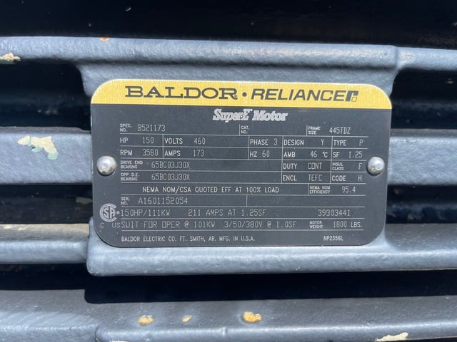 150 HP 3580 RPM Baldor, Frame 445TDZ, TEFC, ball, 460 Volts - Image 2