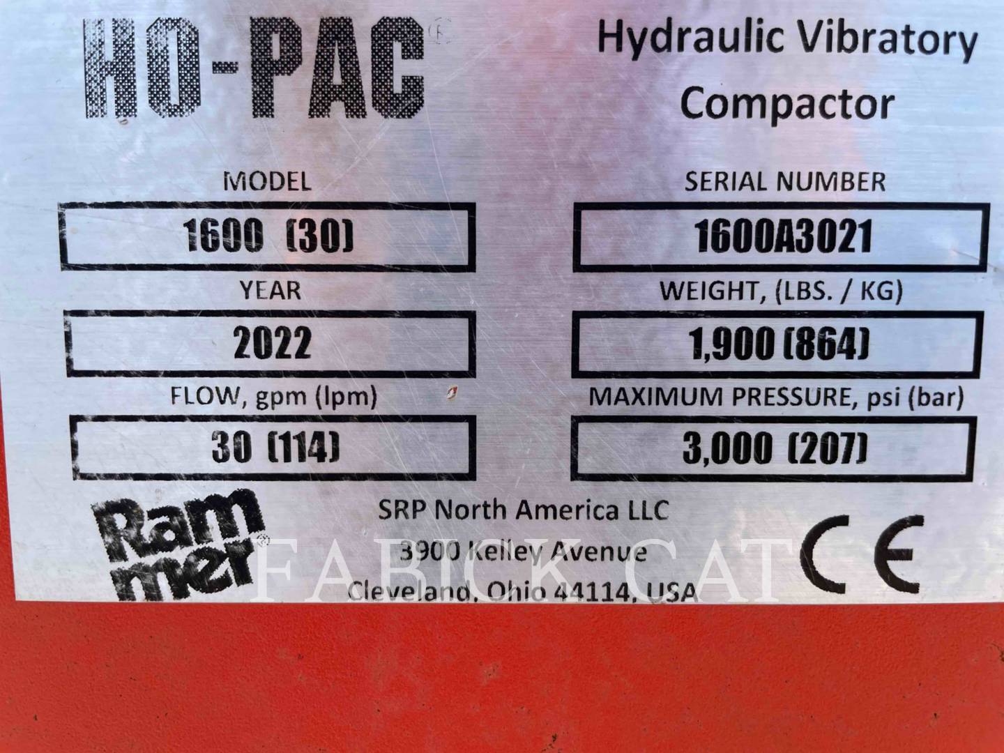Rammer 1600, Vibratory Plate Compactor, S/N: 1600A3021, - Image 6