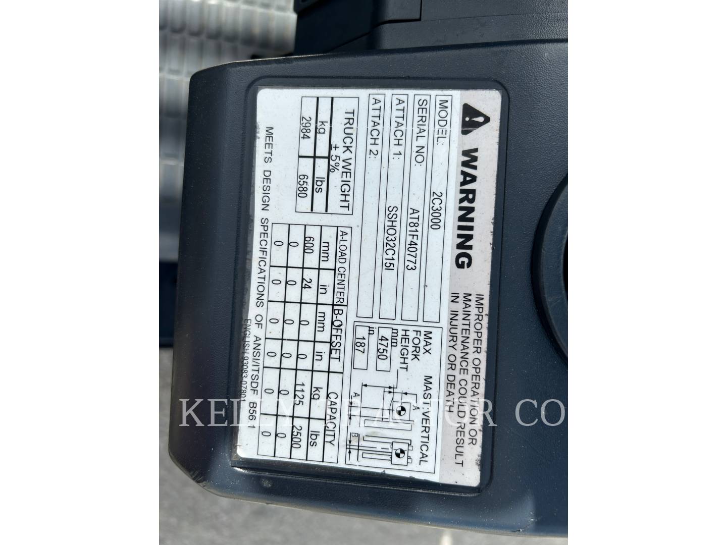 Mcfa C3000, Forklift, 4018 hours, S/N: AT81F40773, 2017 - Image 3