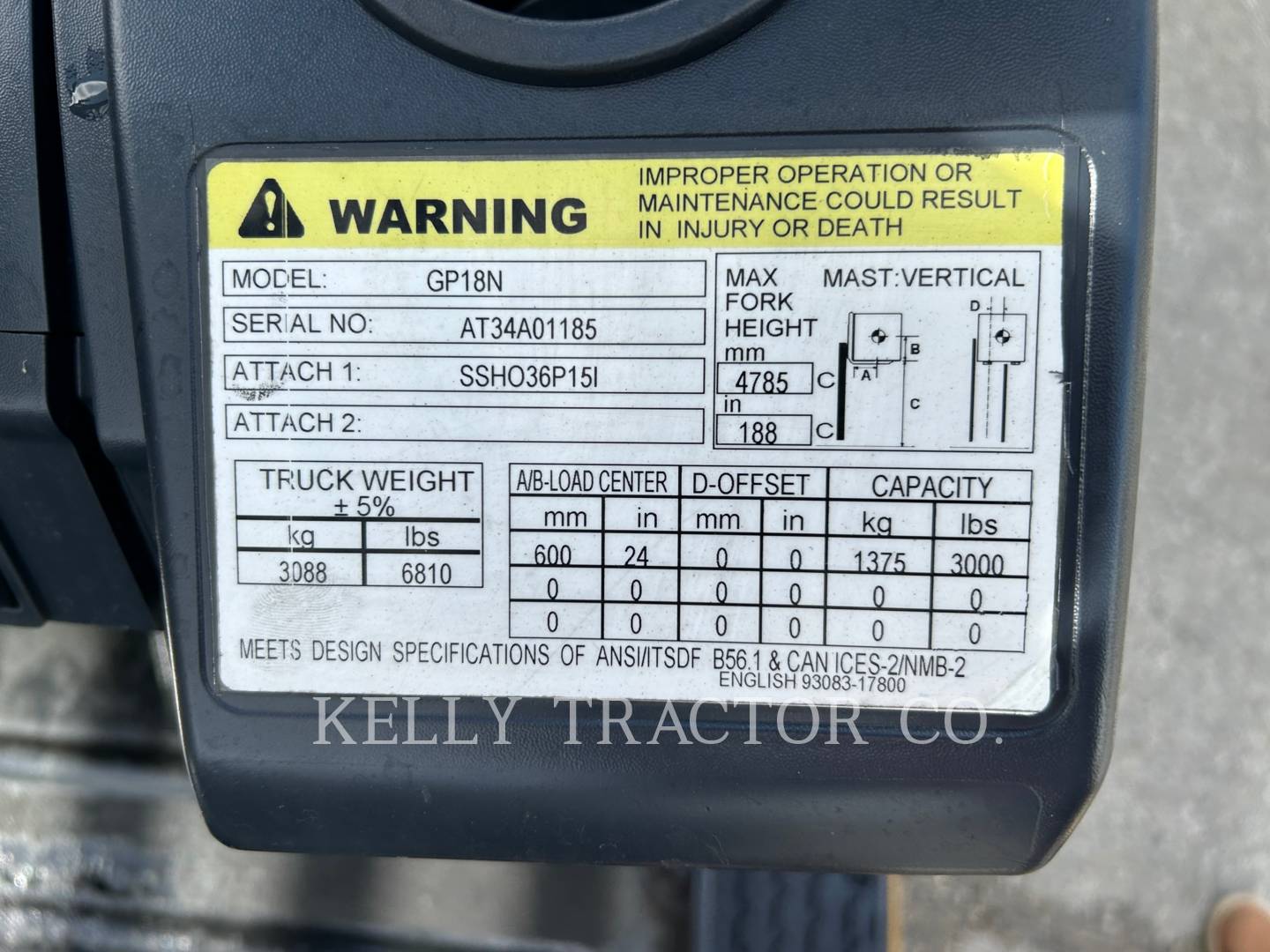 Mcfa GP18N5, Forklift, 4437 hours, S/N: AT34A01185, 2019 - Image 3