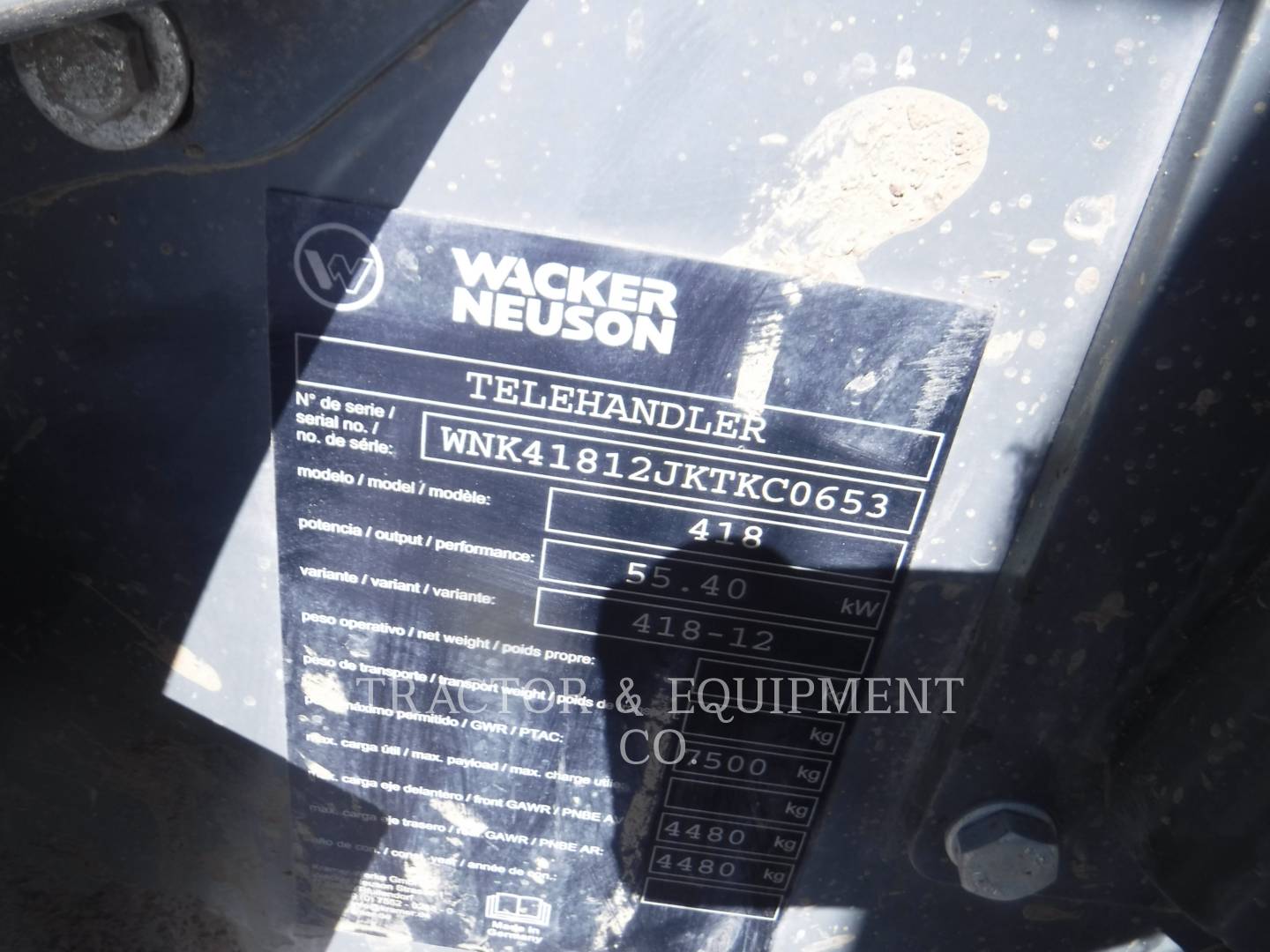 Wacker Corporation TH627, Telehandler, 1010 hours, S/N: WNK41812JKTKC0653, 2019 - Image 6