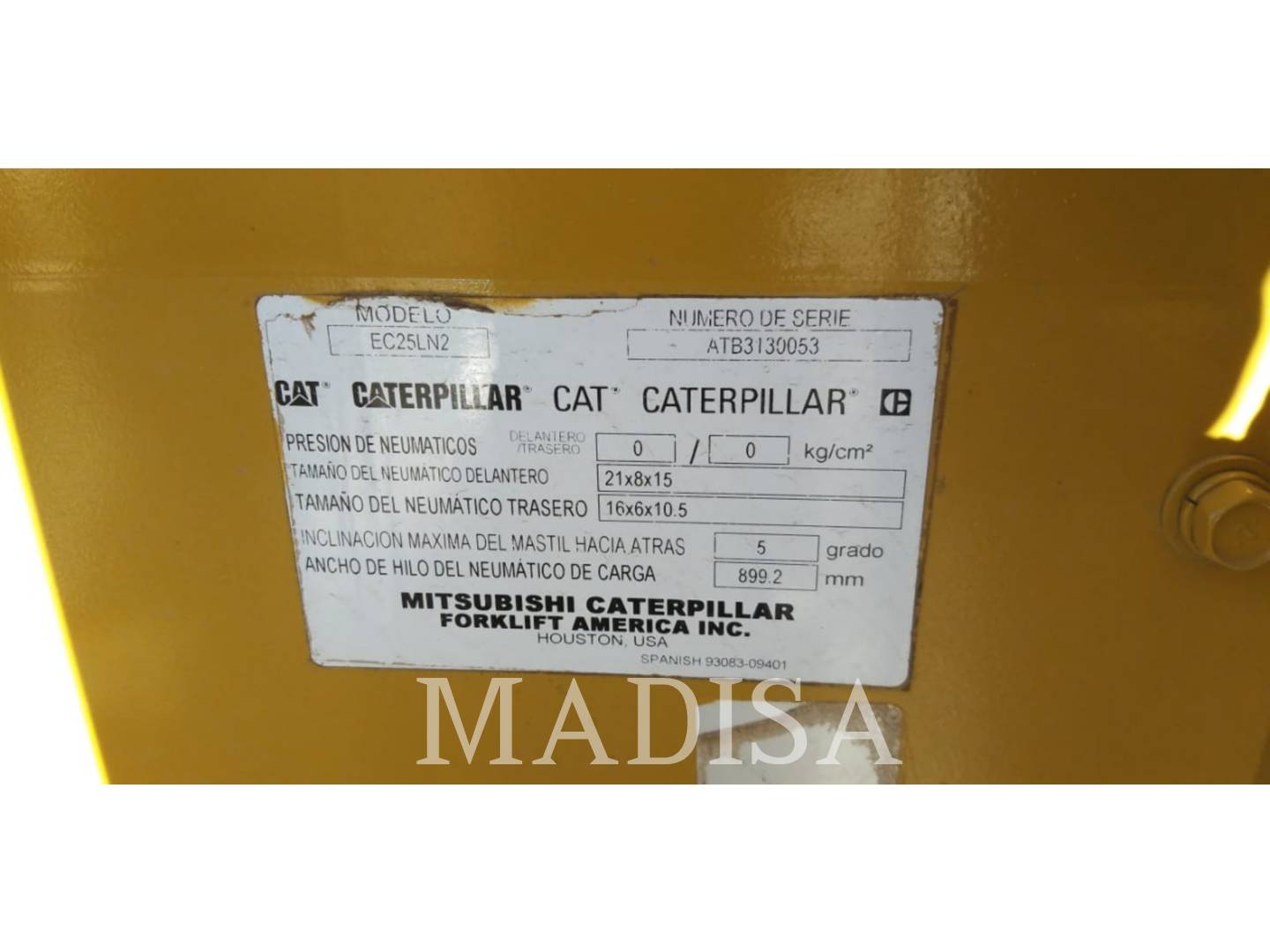Caterpillar Lift Trucks EC25LN2, Forklift, 7792 hours, S/N: ATB3130053, 2015 - Image 3