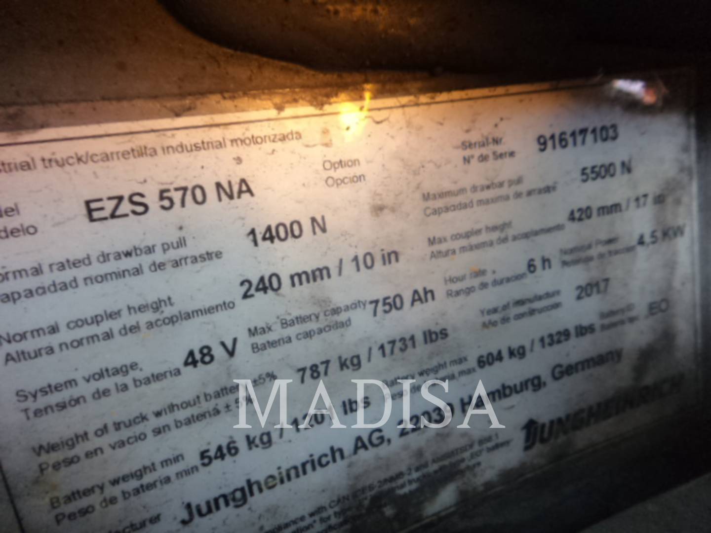 Jungheinrich EZS 570NA, Forklift, 8658 hours, S/N: 91617103, 2017 - Image 5