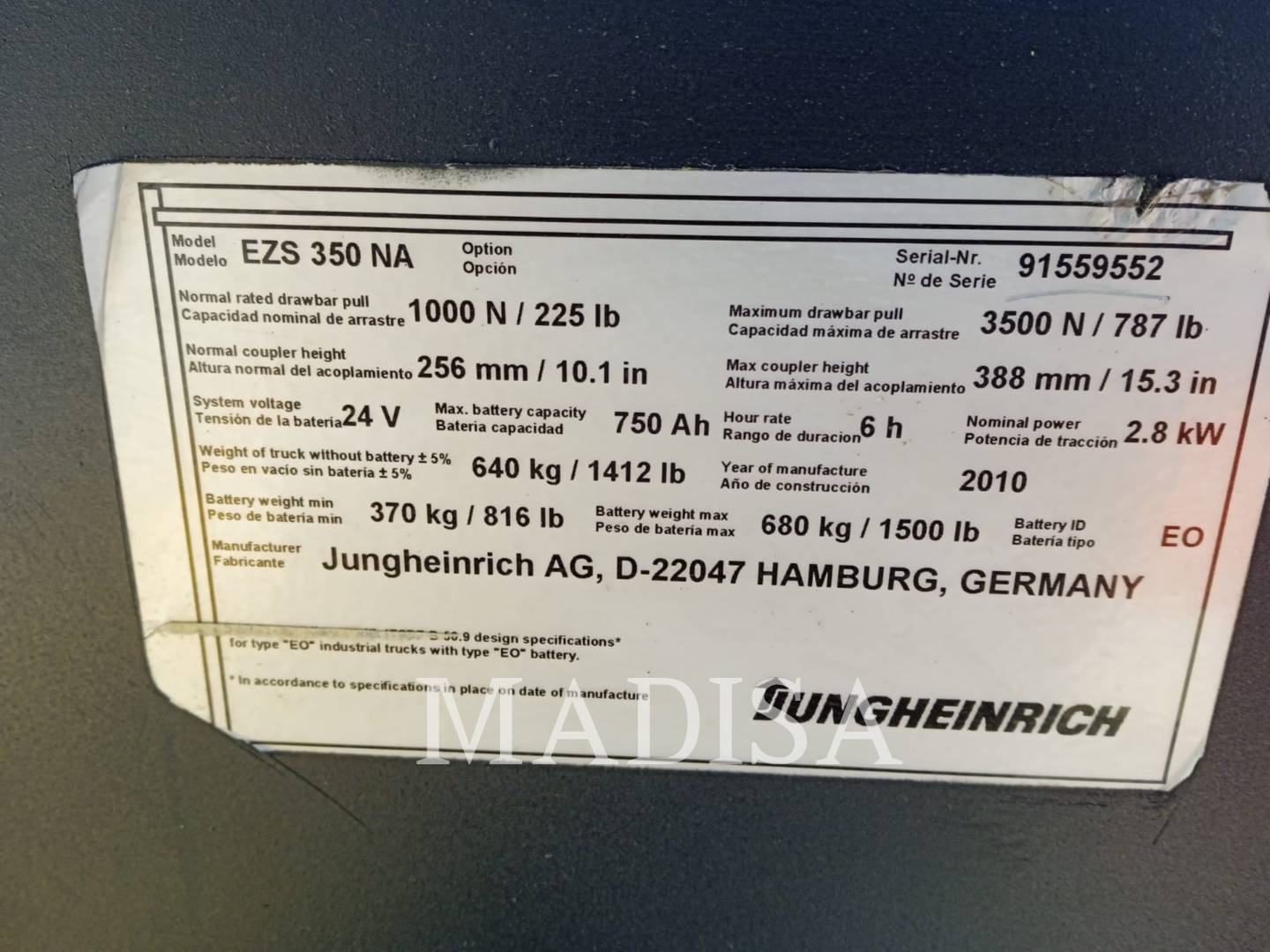 Jungheinrich ZS 350NA, Forklift, 372 hours, S/N: 91559552, 2011 - Image 5