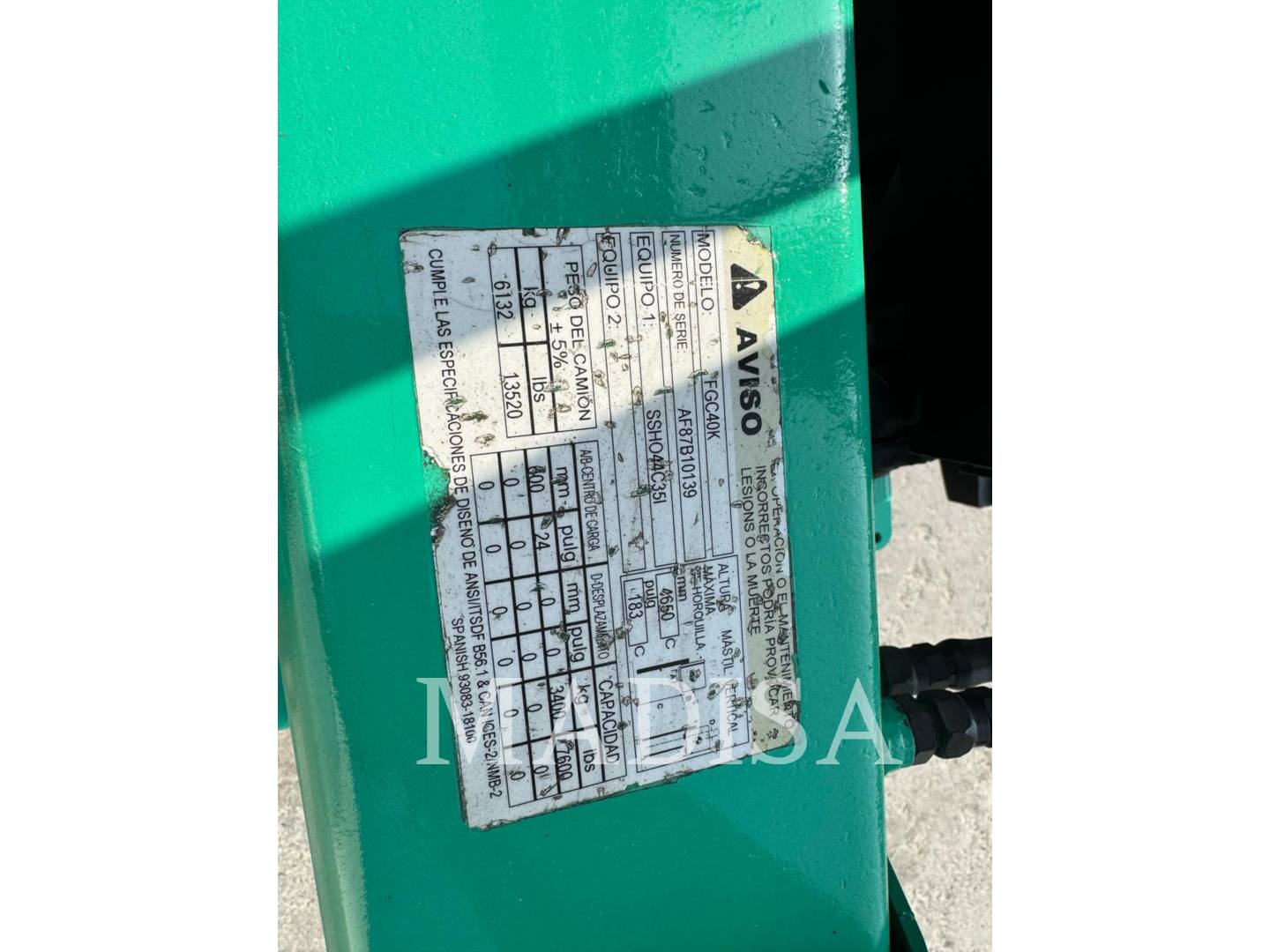 Caterpillar Mitsubishi FGC40K, Forklift, 7063 hours, S/N: AF87B10139, 2019 - Image 6