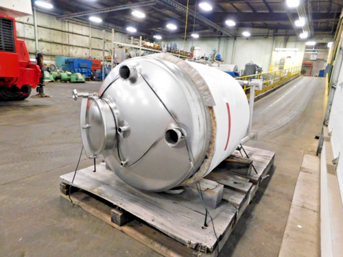 250 gallon Insulated 316 Stainless Steel tank, 40" dia., 45" straight wall, (2) 4" bottom ports, (1) 3" side - Image 6