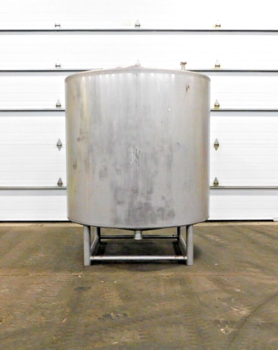 750 gallon 304 Stainless Steel tank, 64" dia. x 59" straight wall, 17.5" man hole, 2.75" drain port, 1" side - Image 1